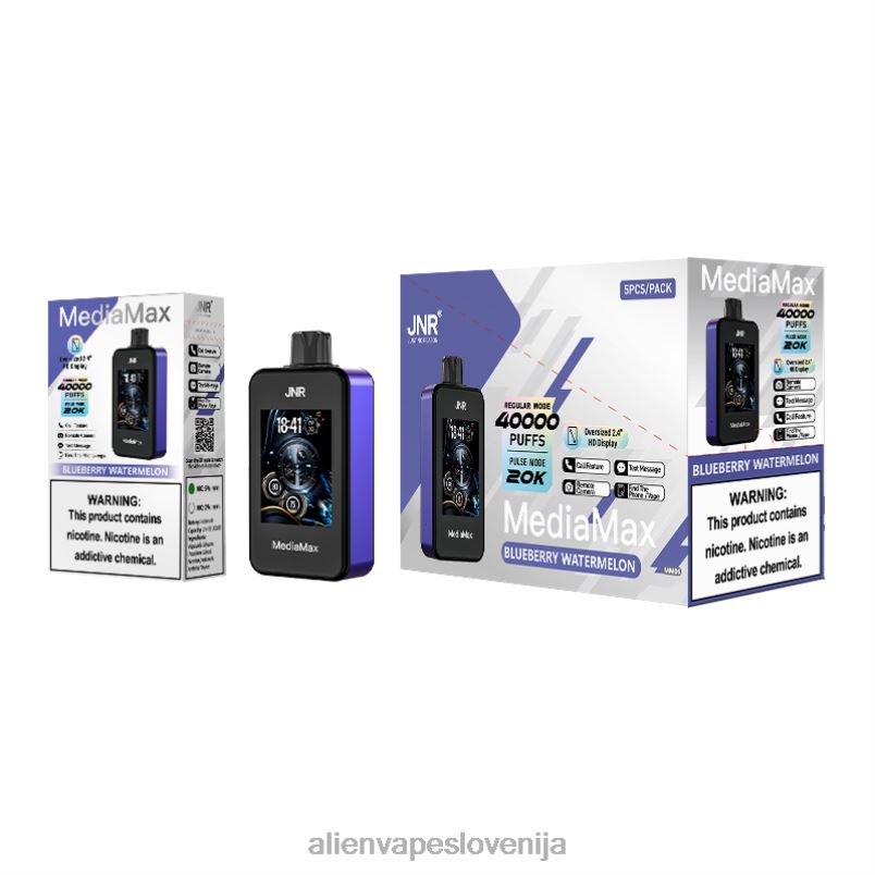 JNR Vape Nicotine Content borovničeva lubenica | JNR MediaMax 40k puff PZ0PJ12