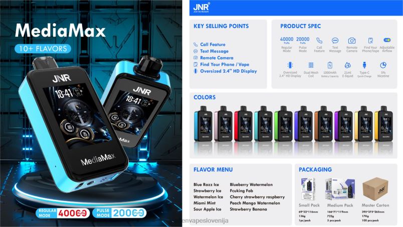 JNR Vape Nicotine Content miami mint | JNR MediaMax 40k puff PZ0PJ19