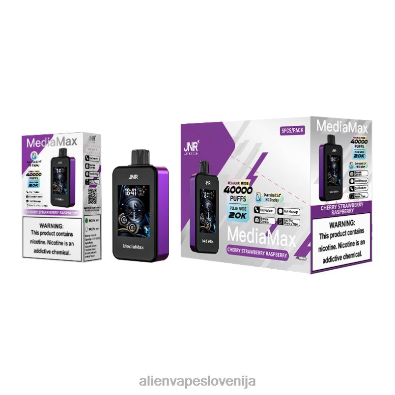 JNR Vape Nicotine češnja jagoda malina | JNR MediaMax 40k puff PZ0PJ14