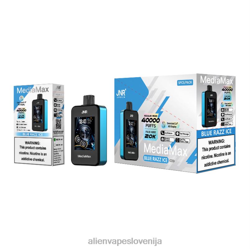 JNR Vape Nicotine modri razz led | JNR MediaMax 40k puff PZ0PJ21